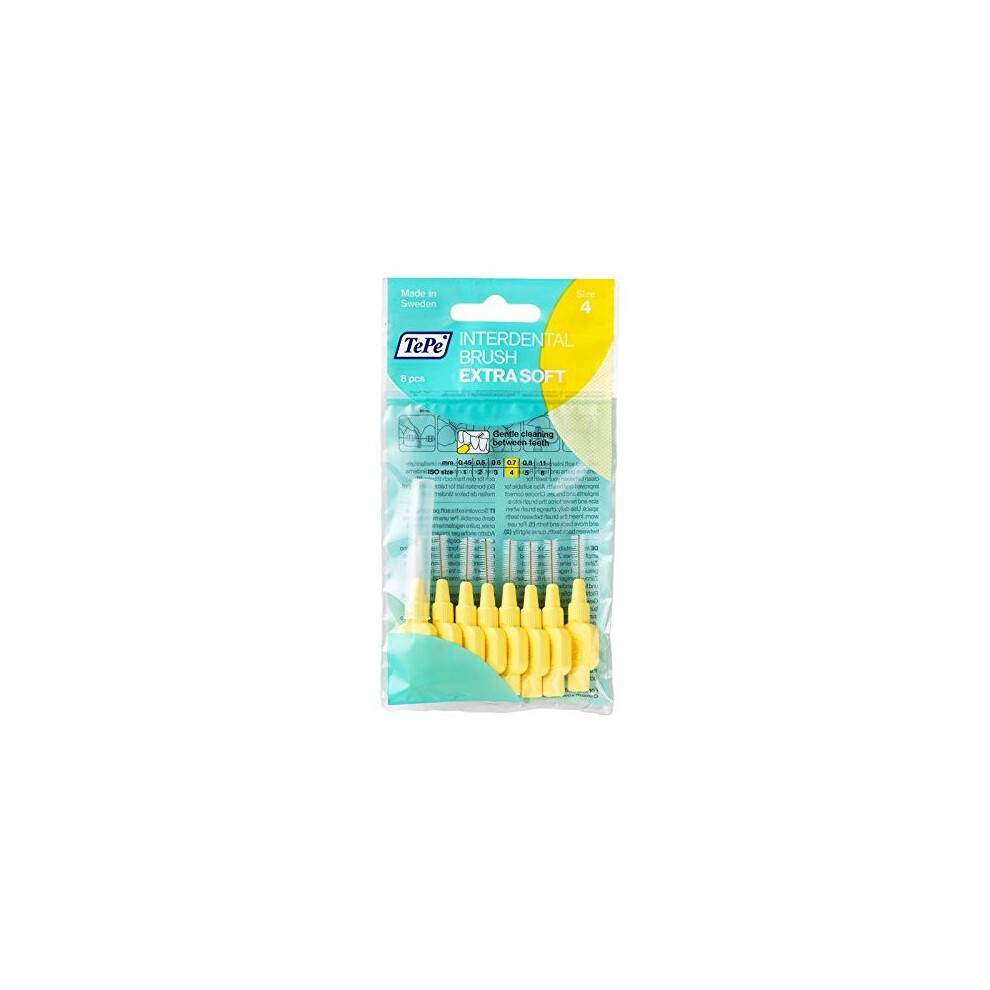 Tepe Interdental Brush Soft Yellow 8 Pc, 0.7 MM x 2 packs