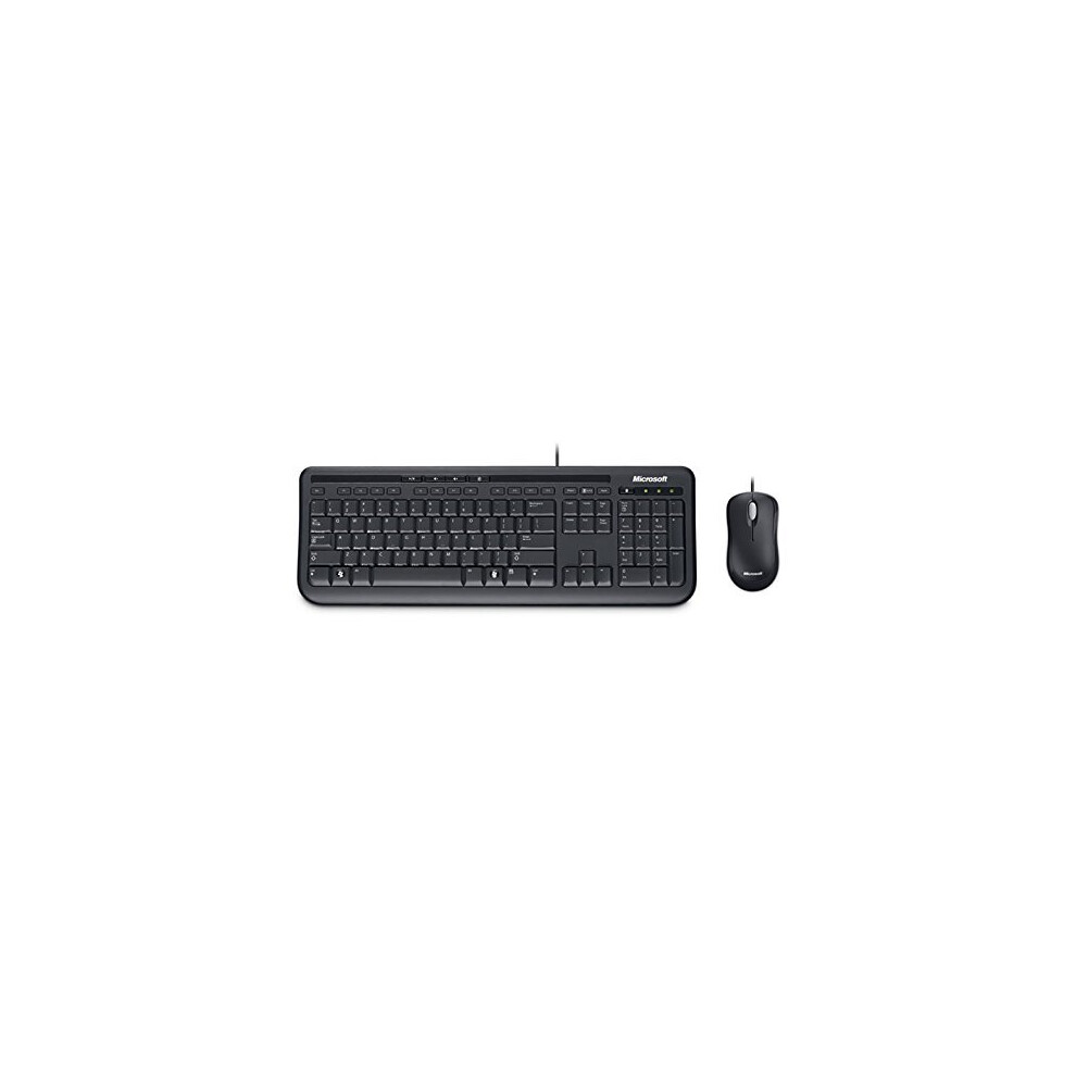 Microsoft Wired Desktop 600 Keyboard and Mouse Set, UK Layout - Black