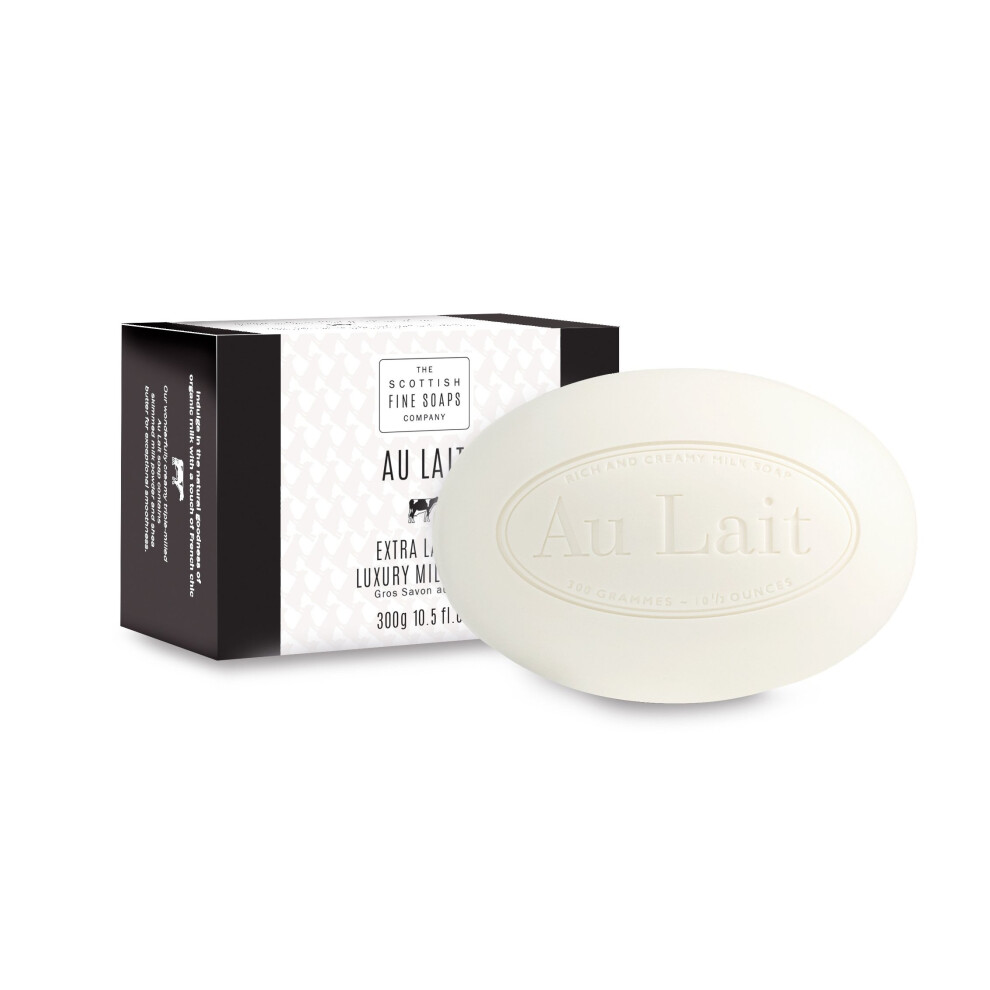Au Lait Extra Large Milk Soap 300 g - Organic Milk & Shea Butter, Gently Cleanses Skin (A01618)