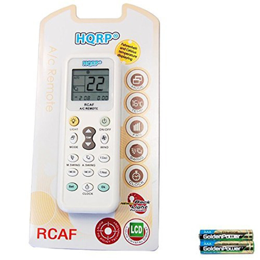 HQRP Universal A/C Remote Control for Fujitsu DeLonghi Whirlpool Diy Daikin Toshiba Gree Samsung LG Sanyo Amcor Air Conditioner