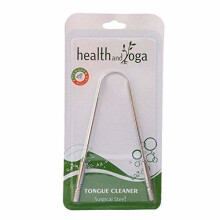 HealthAndYoga(TM) Surgical Grade Stainless Steel Tongue Cleaner Scraper | Bacteria Inhibiting, Non-synthetic Grip | Sterilizable