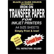 Inkjet Printable Iron On T Shirt & Fabric Transfer Paper For Dark Fabrics 10 A4 Sheets