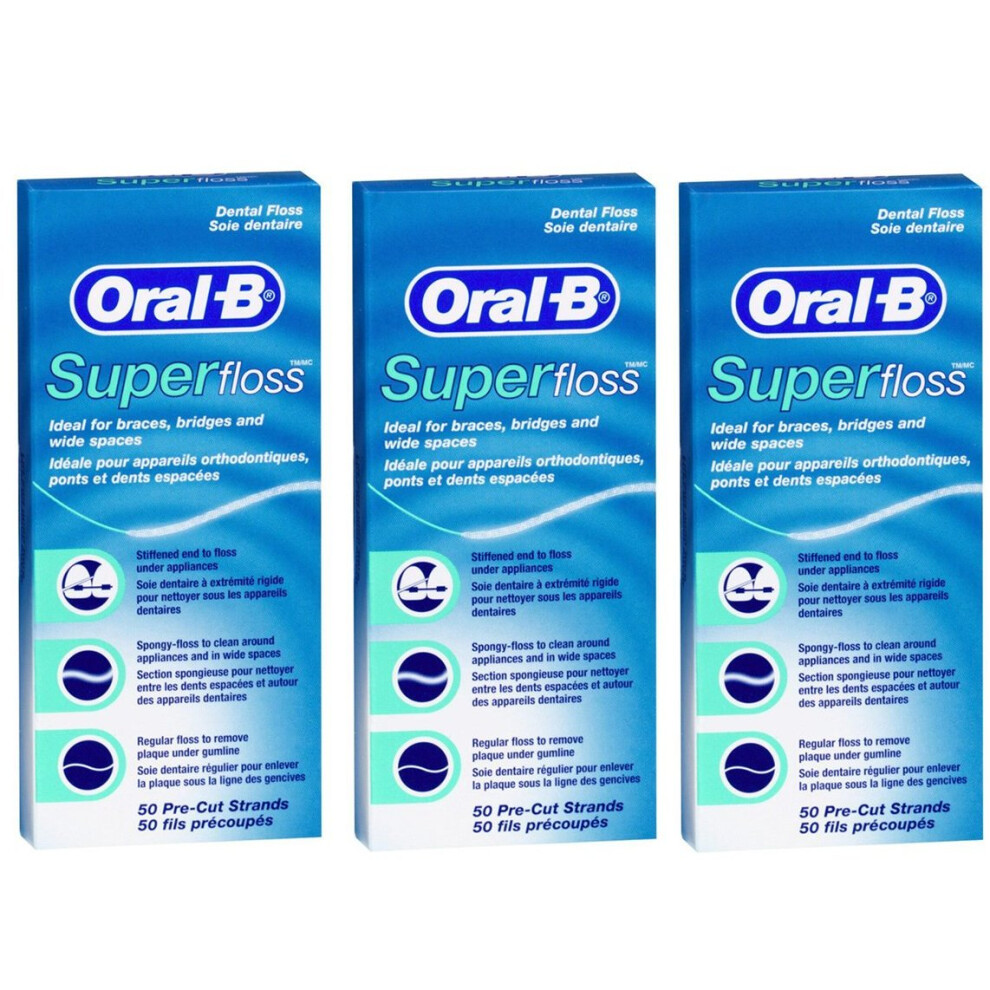 Oral B 50 Pieces Pre-Cut Super Floss - Pack of 3