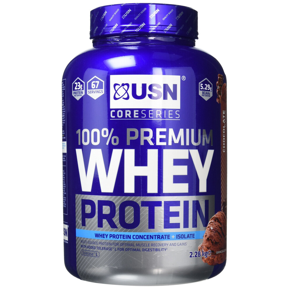 USN 100% Premium Whey Protein Shake Powder - 2.28 kg, Chocolate