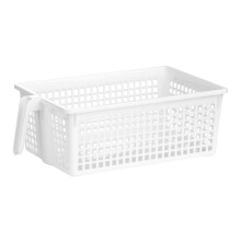 Storage Basket With Integrated Handle White PP