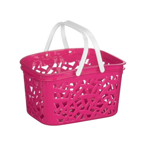Premier Housewares Storage Basket Hot Pink Plastic, White Handle, 2.4 Litre
