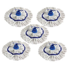 Colour Coded Mop Head Hygienic Cleaning Looped Pure Yarn Cotton Mop Socket 350mm BLUE x 5