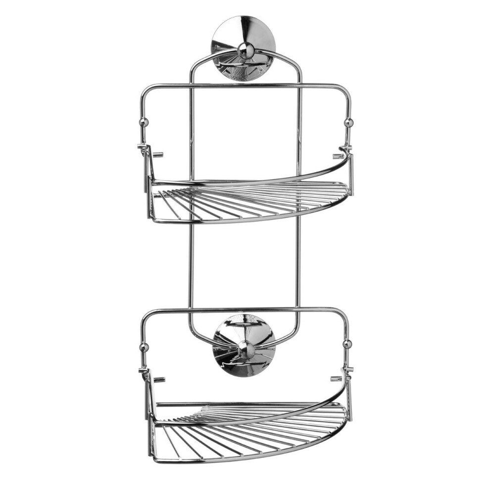 2-Tier Suction Folding Corner Caddy - Chrome
