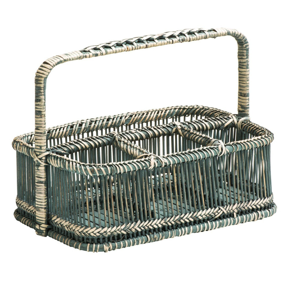 4 Compartment Rectangular Rustic Caddy Basket, Grey