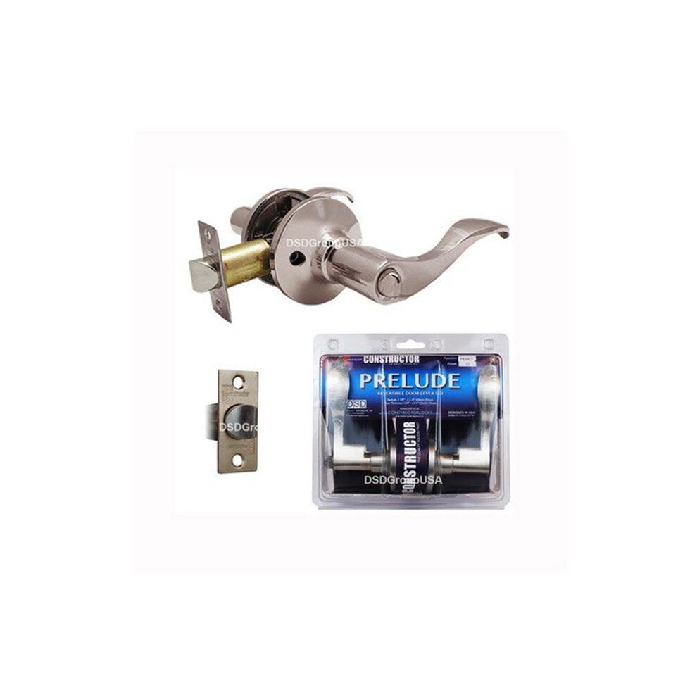 Constructor Prelude Privacy Lever Door Lock With Knob Handle Lockset, Satin Nickel Finish 840175100897