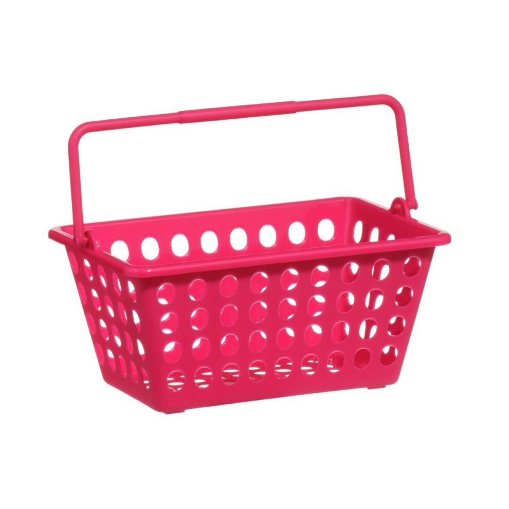 PF-1600435 Hot Pink Plastic Storage Basket with Single Handle - Organize Clutter-Free Home