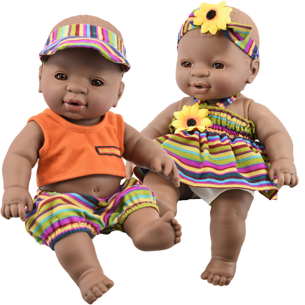 The Magic Toy Shop Anatomically Correct Black Dark Skin Twin Dolls Ethnic African Baby Doll Twins on OnBuy