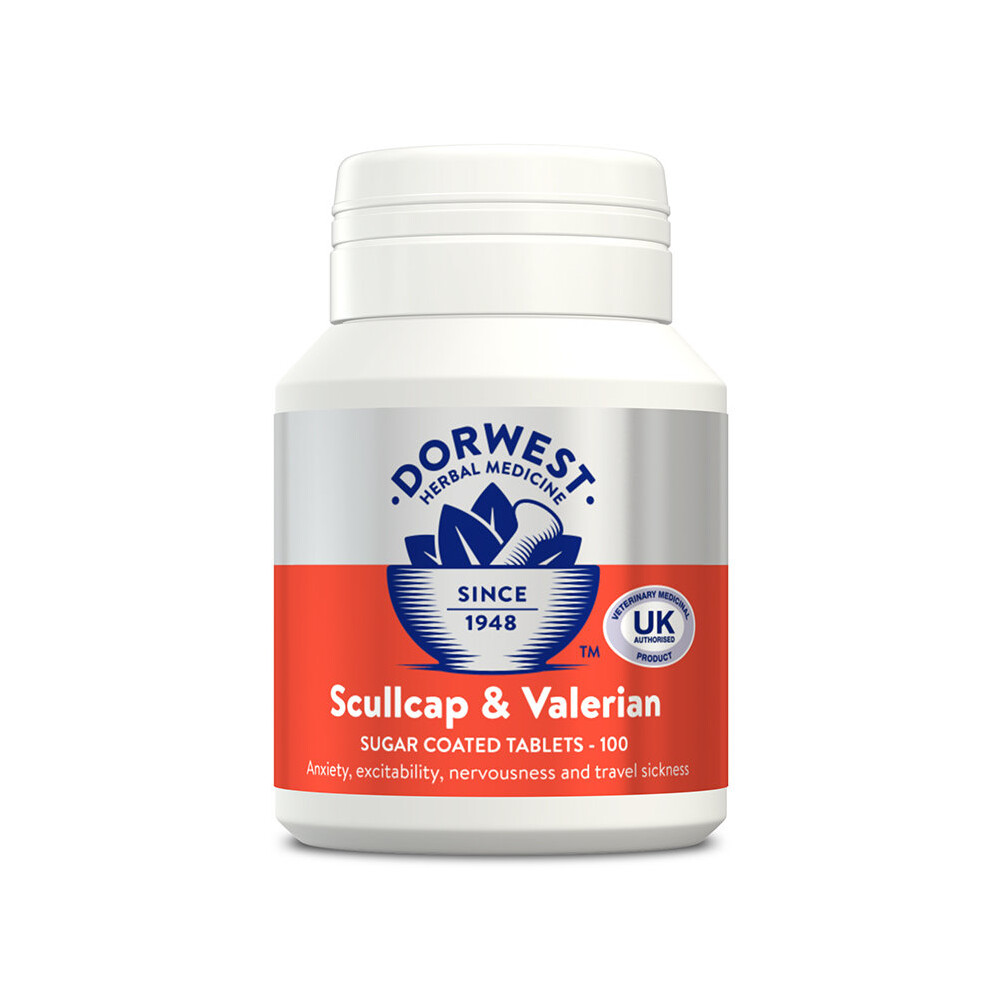 (100 Tablets) Dorwest Herbs Scullcap And Valerian Calms 4 Fireworks, ,Phobias, Travel Sickness