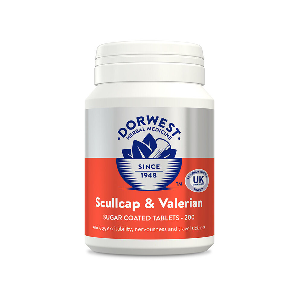 (200 Tablets) DORWEST HERBS SCULLCAP AND VALERIAN CALMS 4 FIREWORKS, ,PHOBIAS, TRAVEL SICKNESS