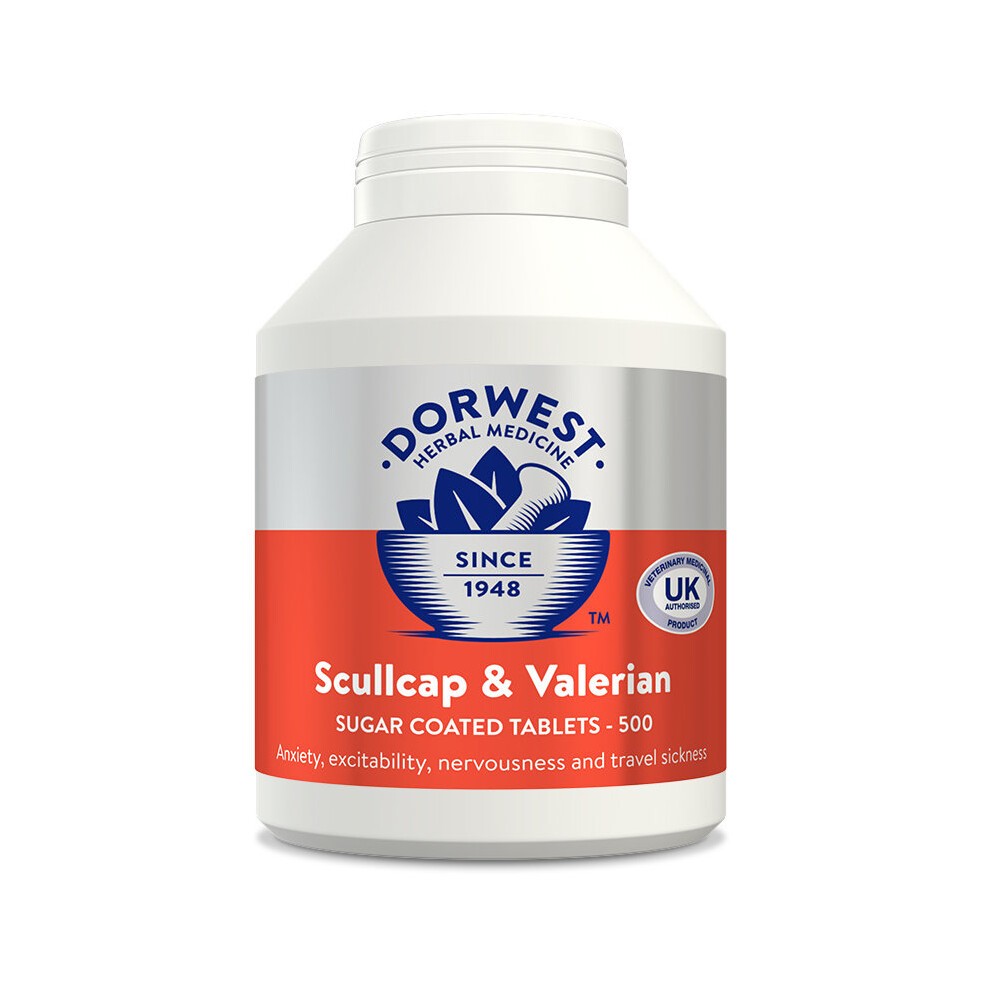 (500 Tablets) DORWEST HERBS SCULLCAP AND VALERIAN CALMS 4 FIREWORKS, ,PHOBIAS, TRAVEL SICKNESS