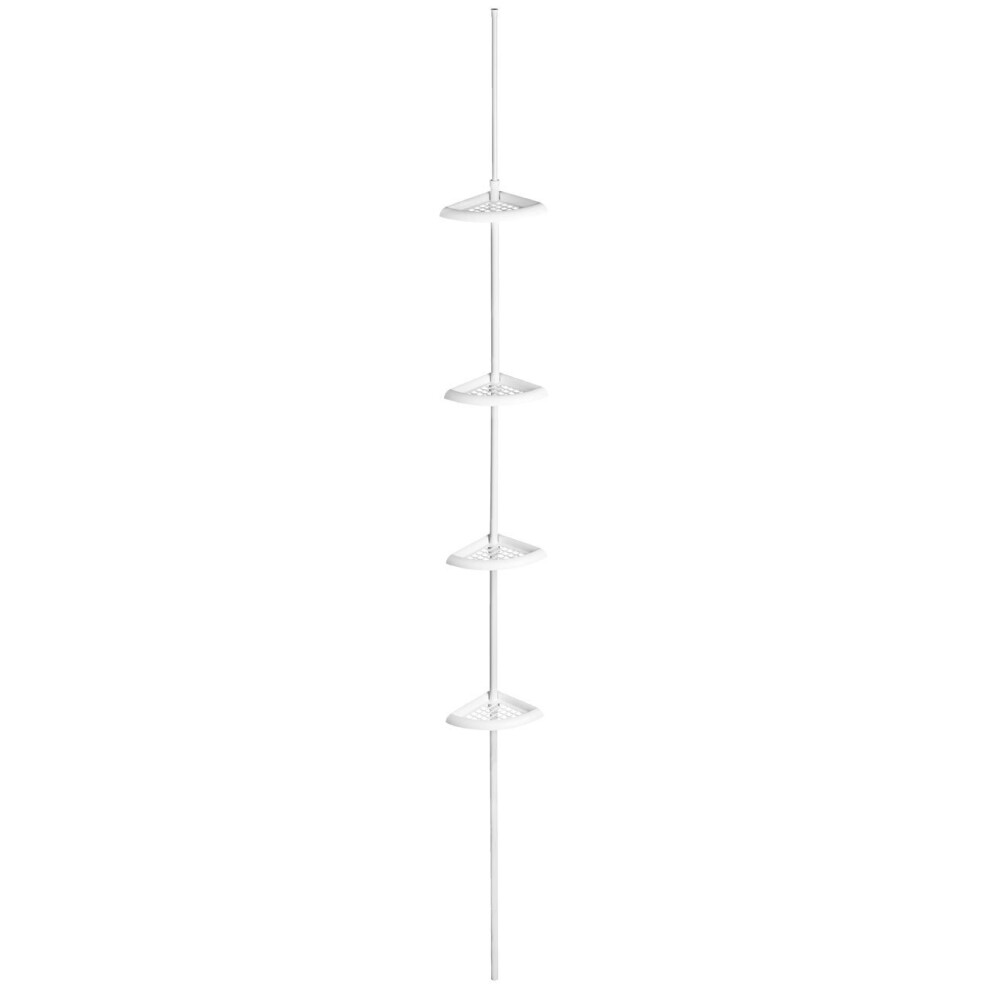 4-Tier Bathroom Spring Mount Corner Shelf Unit, White