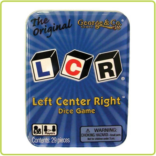 George and Company LLC 119 LCR Left Center Right Dice Game Blue Tin on