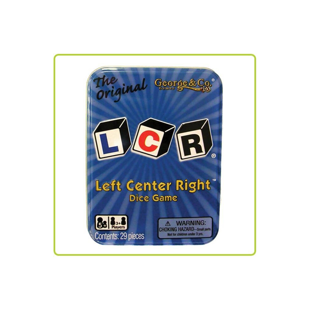 George and Company LLC 119 LCR Left Center Right Dice Game Blue Tin