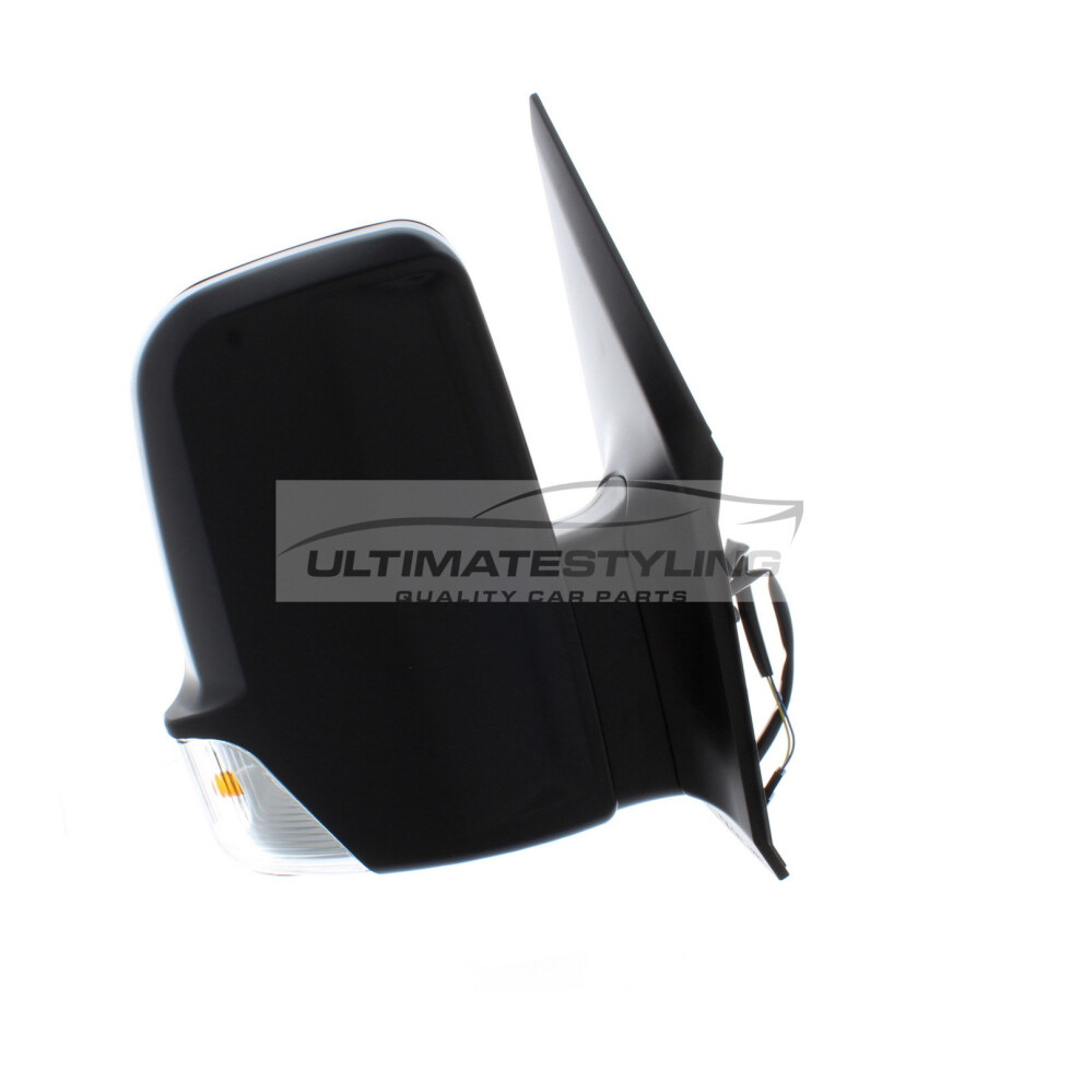VW Crafter Van 2006-> Manual Short Arm Wing Door Mirror Black Drivers Side O/S