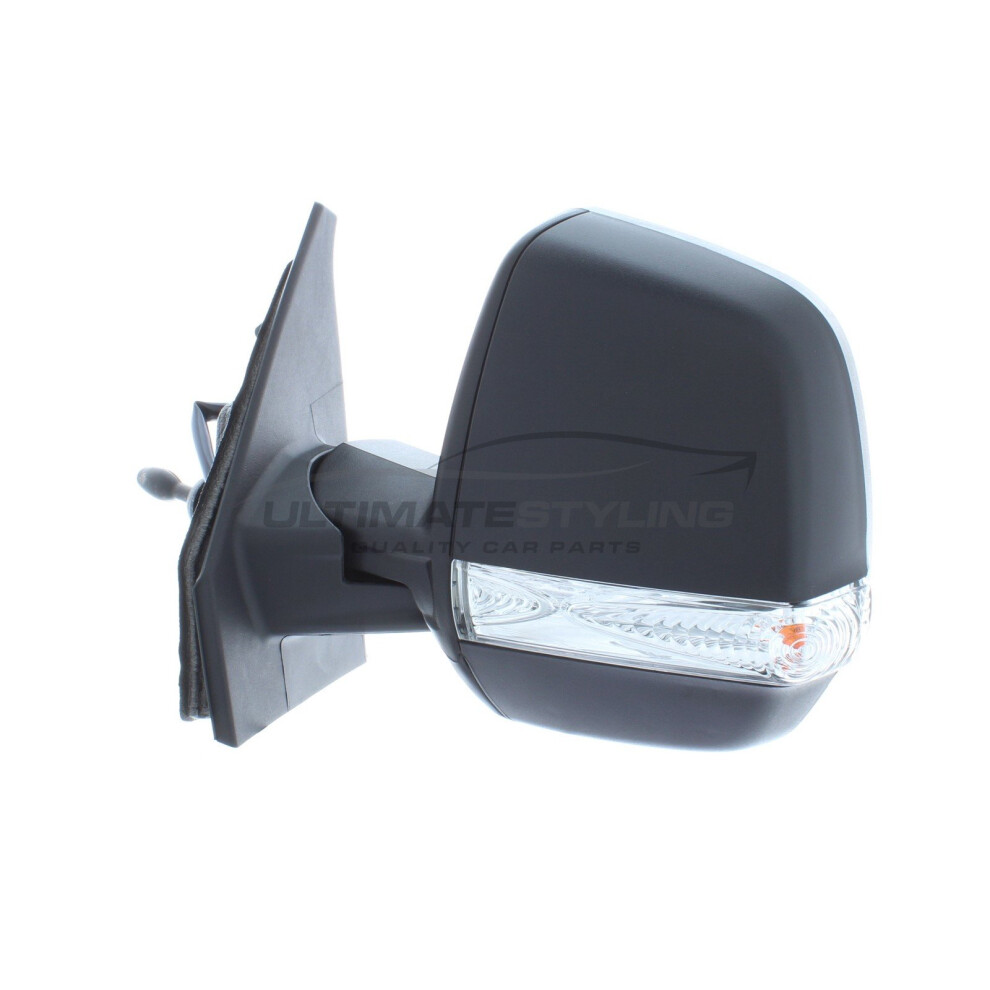 Fiat Doblo Van 2010-> Cable Twin Glass Wing Door Mirror Passenger Side N/S Black 5057795150095