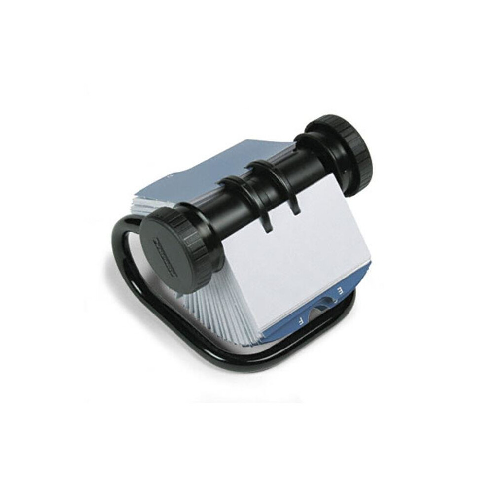 Rolodex 67236 Open Rotary Business Card File with 24 Guides Holds 400 2-1/4 x 4 Cards  Black