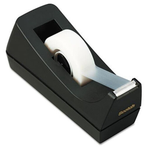 Scotch 3M C38BK Dévidoir de ruban de bureau 1'' core Base lestée antidérapante Noir