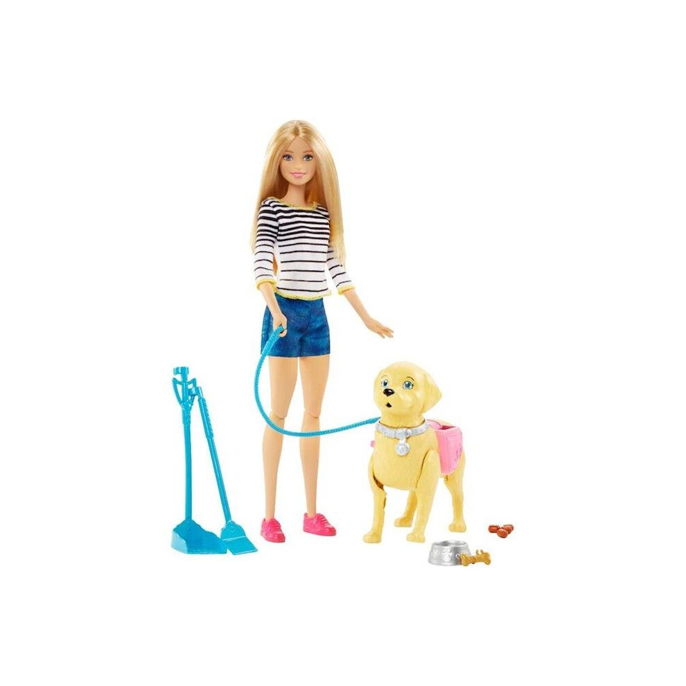 Mattel 232565 Barbie Dog Walker & Potty Pup with Blonde Doll