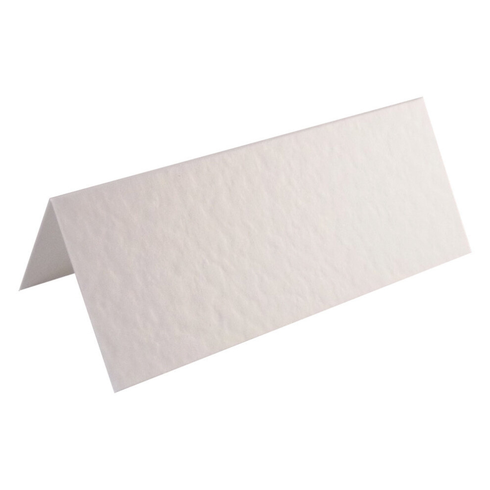 100 X Hammered White Place Cards For Weddings & Parties