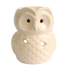 (Ivory) Ceramic Owl Wax Melt Oil Burner Tealight Holder