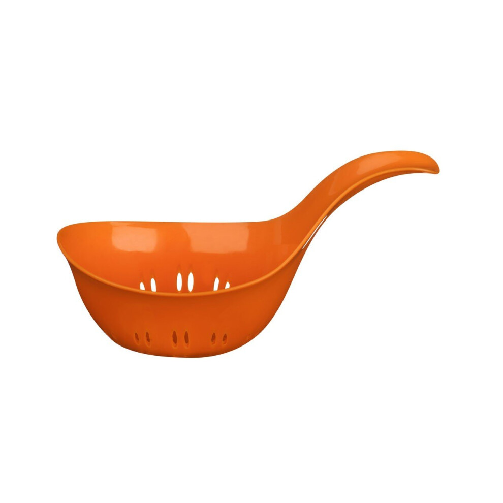 (Orange) Vibrant Colour Plastic Colander Single Curved Handle