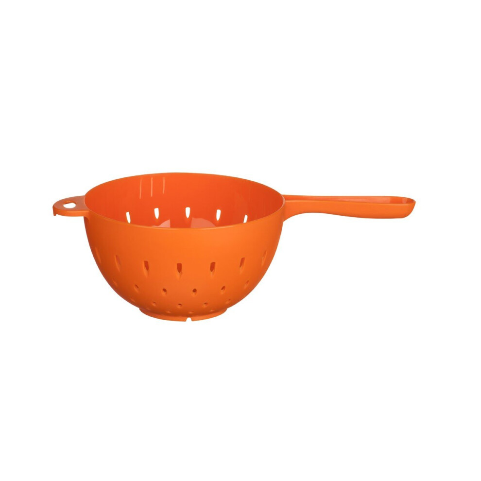 Vibrant Orange Plastic Colander Long Single Handle