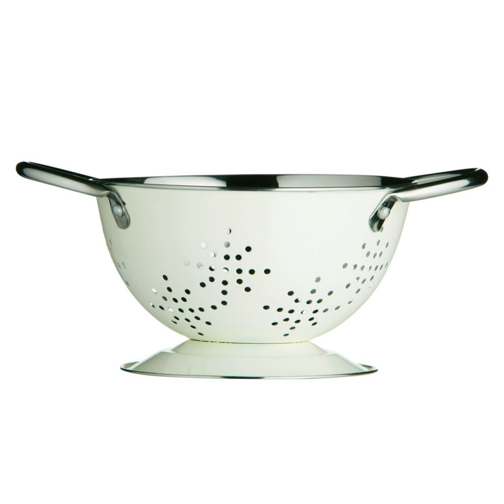 Mini Retro Colander Enamel, Cream, 14 cm