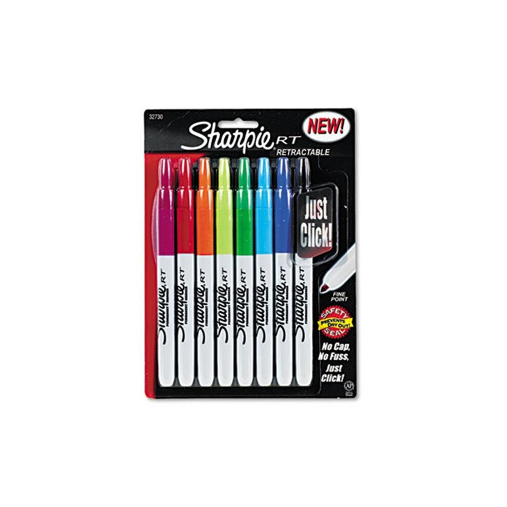 Sharpie 32730PP Retractable Permanent Markers  Fine Point  Assorted  8-Set