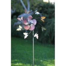 GEEZY Metal Garden Windmill Mobile Butterfly Spike Outdoor Decoration Path WindSpinner