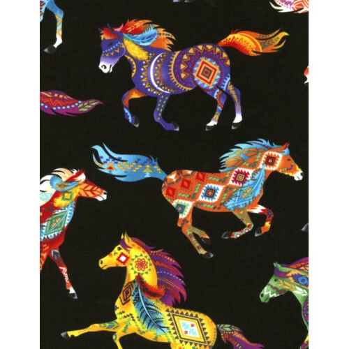Fat Quarter Southwest Horses Painted Ponies Brite Cotton Quilting Fabric