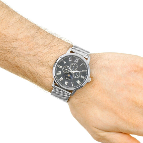Guess Guess Mens Watch Delancy Multi Dial Silver Mesh Strap W0871G1 2
