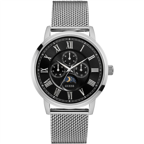Guess Guess Mens Watch Delancy Multi Dial Silver Mesh Strap W0871G1