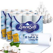 54 Rolls Linen Soft and Strong 2 Ply Luxurious Quilted White Toilet Paper Rolls