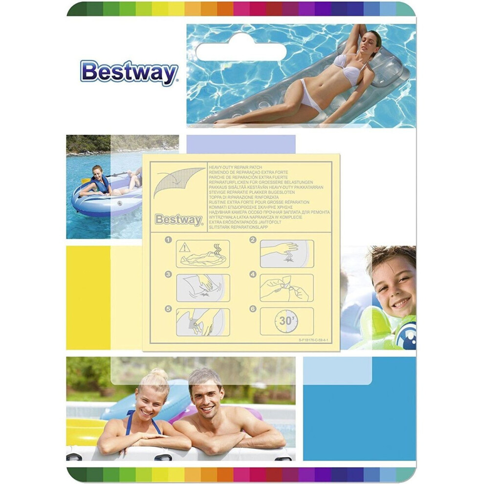 Bestway [PACK of 10 - 6.5 x 6.5 cm] Heavy Duty Adhesive Clear Repair Patch for Inflatable Toys Pools Lilos