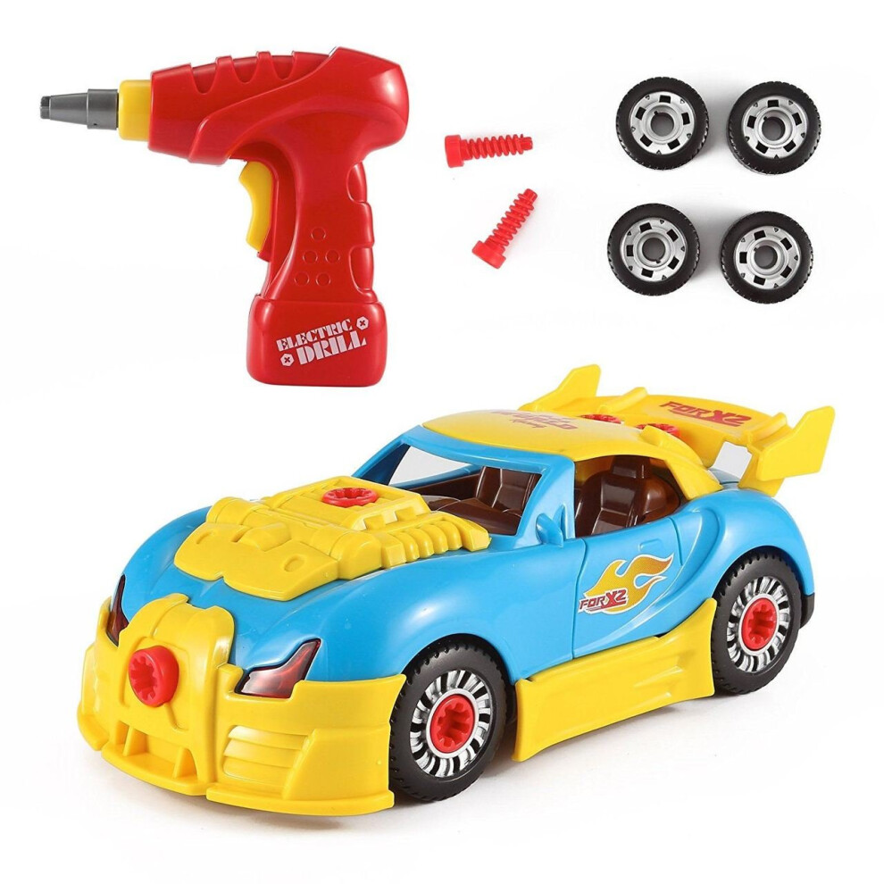 Vinsani Racing Car Take-A-Part Toy for Kids with 30 Take Apart Pieces, Tool Drill, Lights and Sounds