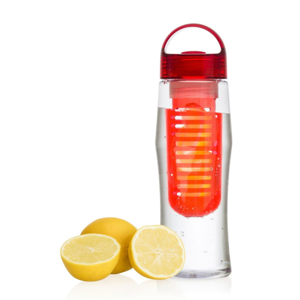 Vinsani Fruit Fuzer Water Bottle Fruit Infusion Infuser Aqua Hydration - Red