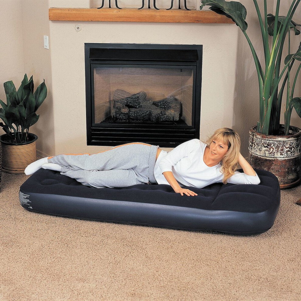 Bestway Inflatable Flocked Airbed Camping Air Mattress with Built-in Foot Pump