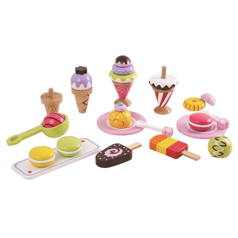 Lelin Wooden 25 Pieces Ice Cream Selection Pretend Play Set