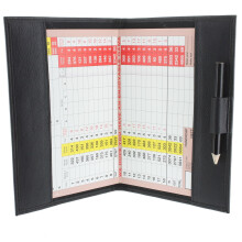 (Black) Large Leather Golf Scorecard Holder 2314 - for UK, Ireland and European scorecards