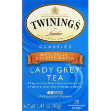 Twinings, Flavoured Black Tea, Lady Grey, Decaffeinated, 20 Čajových Váfk, 1.41 oz (40 g)