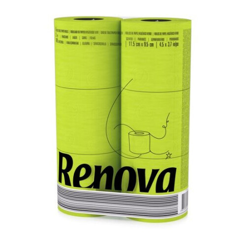Renova [6 Rolls Green] 3 Ply Soft Colour Toilet Loo Bathroom Tissue Paper Rolls