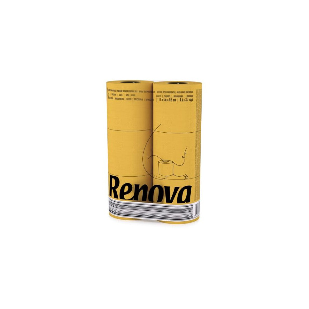 Renova [6 Rolls Yellow] 3 Ply Soft Colour Toilet Loo Bathroom Tissue Paper Rolls