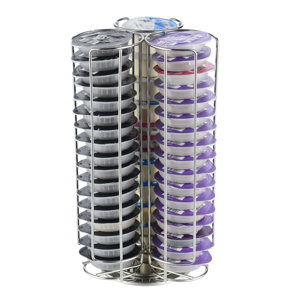 Vinsani Tassimo 48 Pod 3 Tower Chrome Coffee Capsule Holder Stand