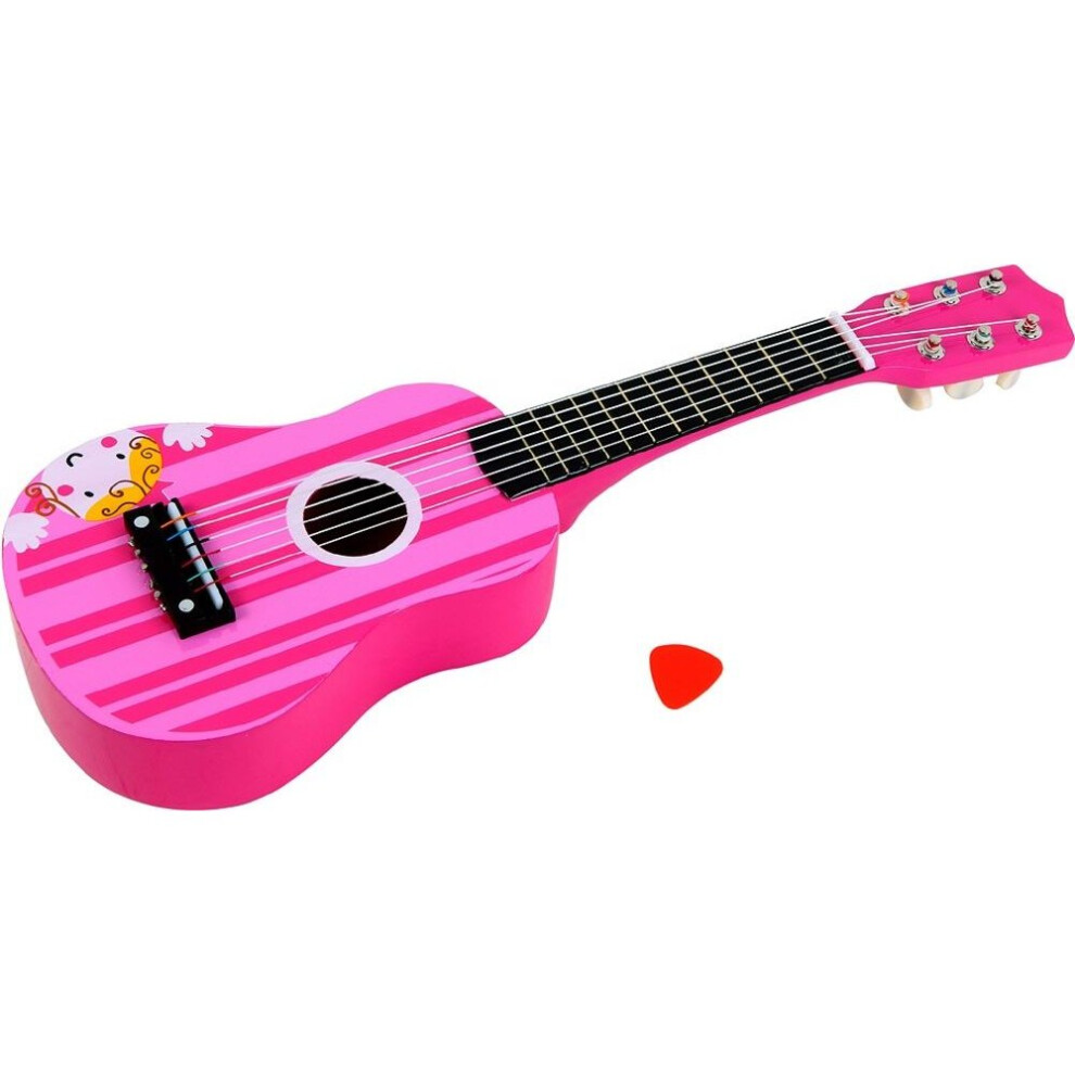 Lelin Wooden Pink Stripe Striped Pink Princess Guitar Children Girls Instrument