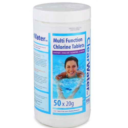 ClearWater Bestway Clearwater 1kg Multifunction Swimming Pool Spa Chlorine Tablets 50 X 20g